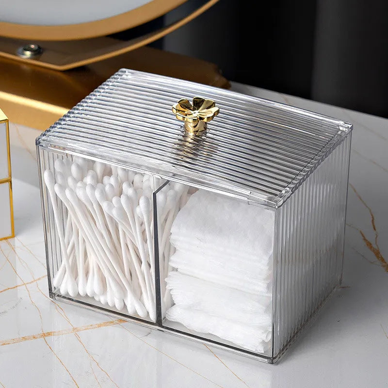 Transparent Acrylic Cotton Swab Storage Box Desktop Dust-Proof Makeup –  Home Gadgets Goods